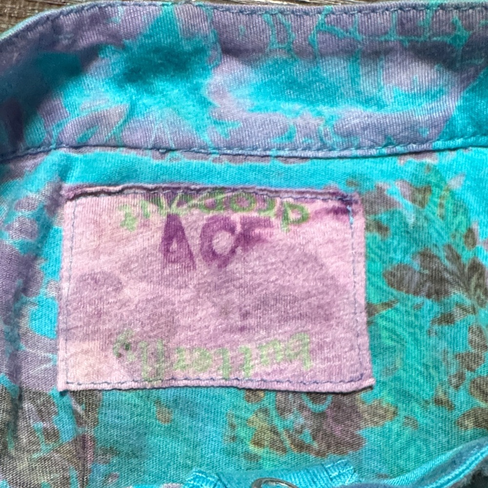 Floral Print Women's Top - Blue and Green - Picture 4 of 6